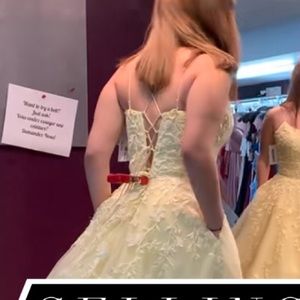 Light Yellow A-line Prom dress